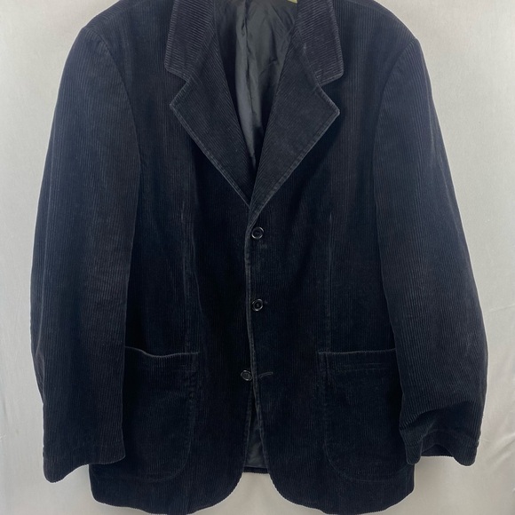 Batistini Corduroy Patch Pocket Blazer Men US 40 EU 50 Black Double Vent Preppy￼ - Picture 2 of 11
